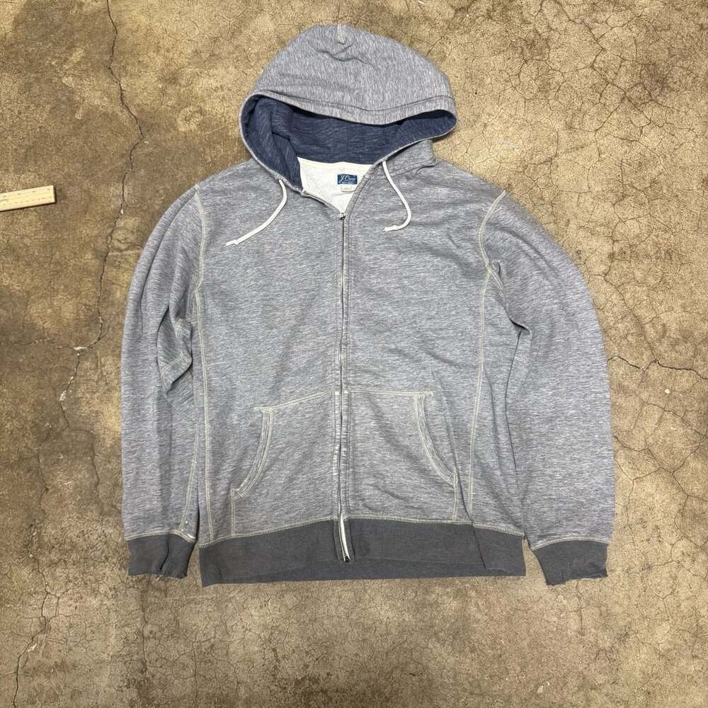 J.Crew Full Zip Hoodie Size Medium Gray Heathered Fleece 2010